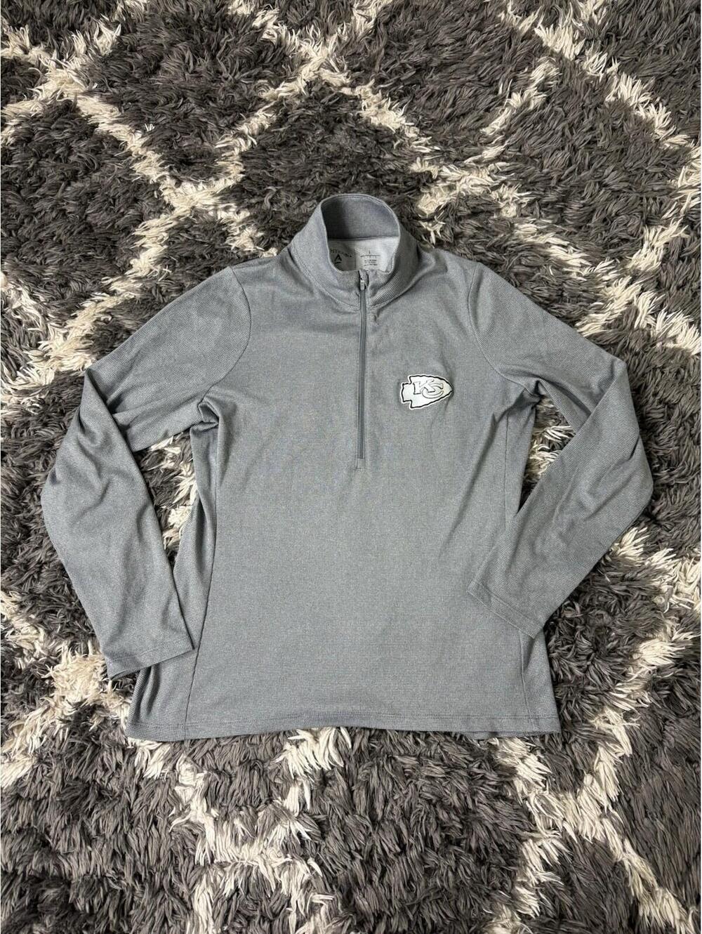 Kansas City Chiefs Antigua Jacket Women’s Large Gray 1/4 Zip Pullover